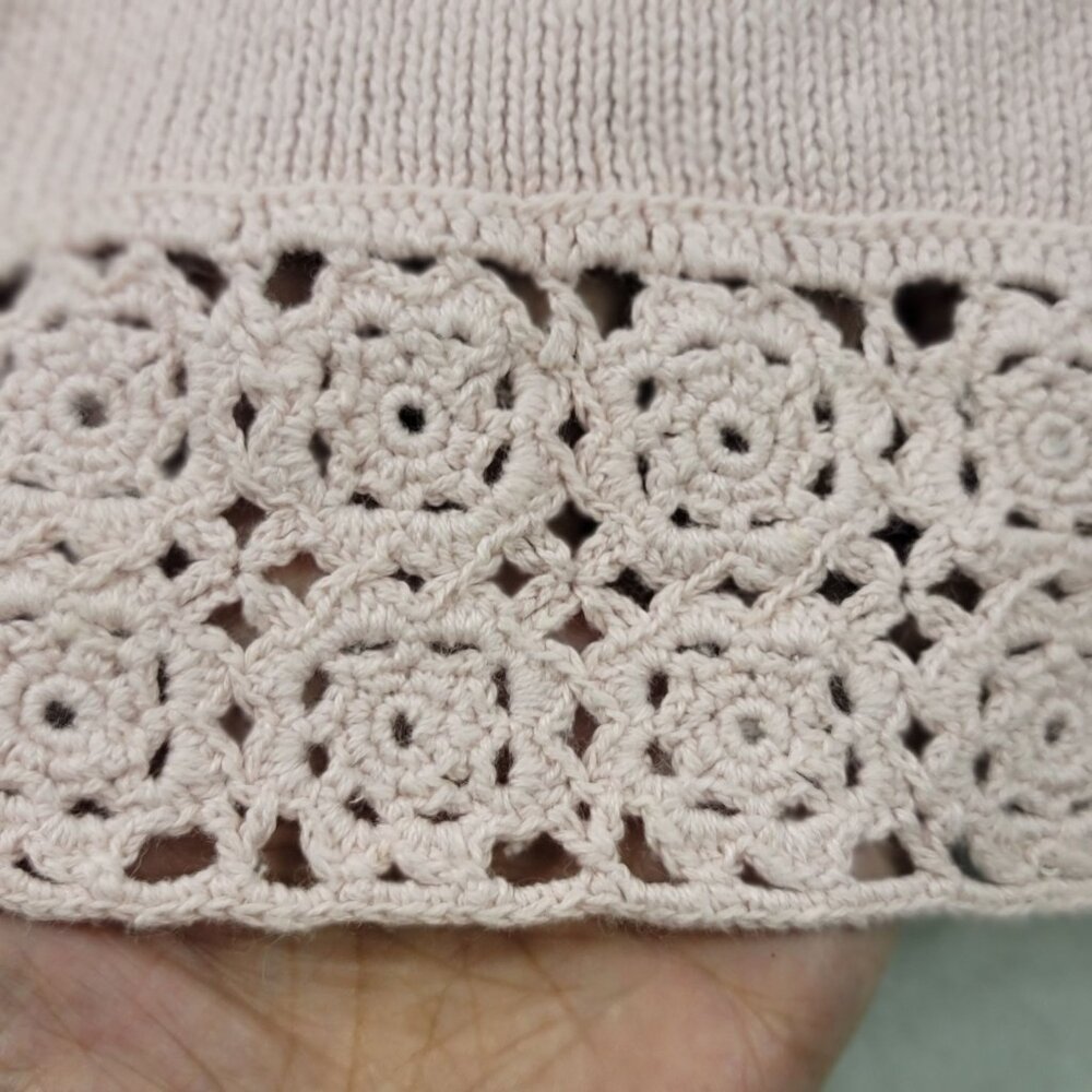 Vintage Margules Crochet Crop Top M Pink Retro Boho Romantic Cottagecore Dainty - Picture 5 of 12
